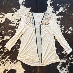 Maurices Cream Embroidered Women's Top
